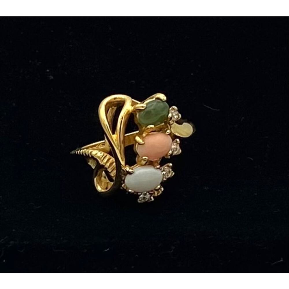 Vintage Ana BeKoach Cocktail Ring Multi Colored Cabochons 18K HGE Size 6.75